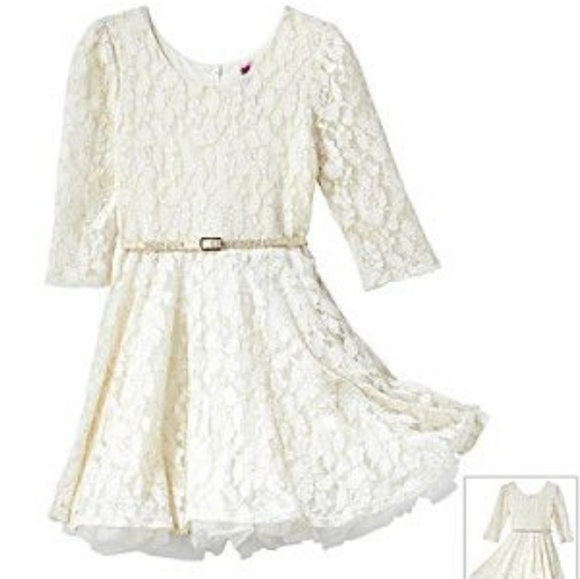 Beautees Other - White and gold lace dress, Girls' size 14